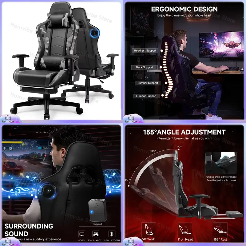 Ergonomic Gaming Chair with Bl - Gaming Speaker ulasan dan harga