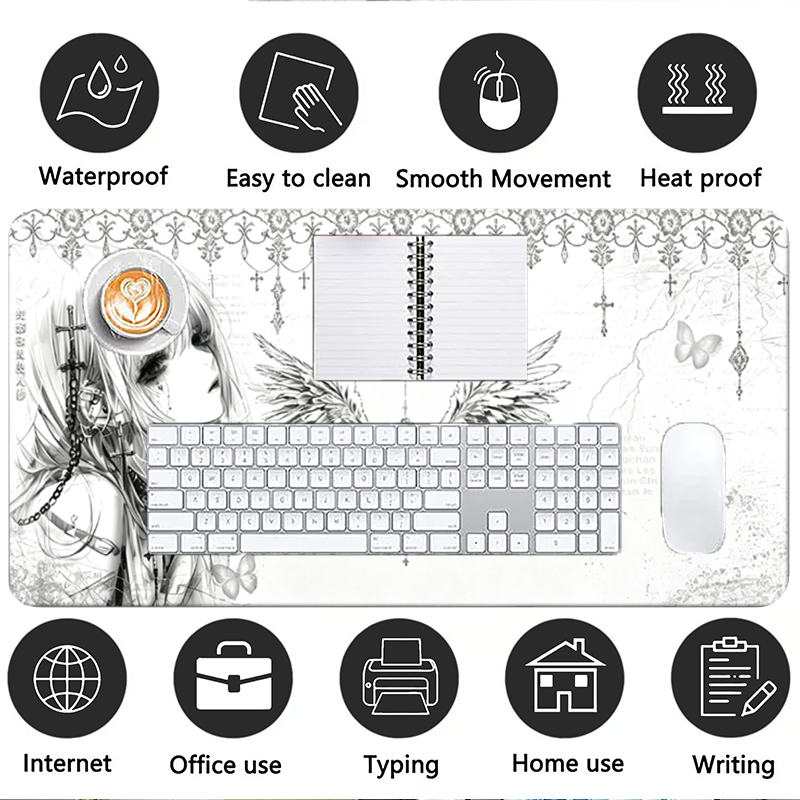 Leather Mousepad Black White A - Pc Gaming Aesthetic ulasan dan harga